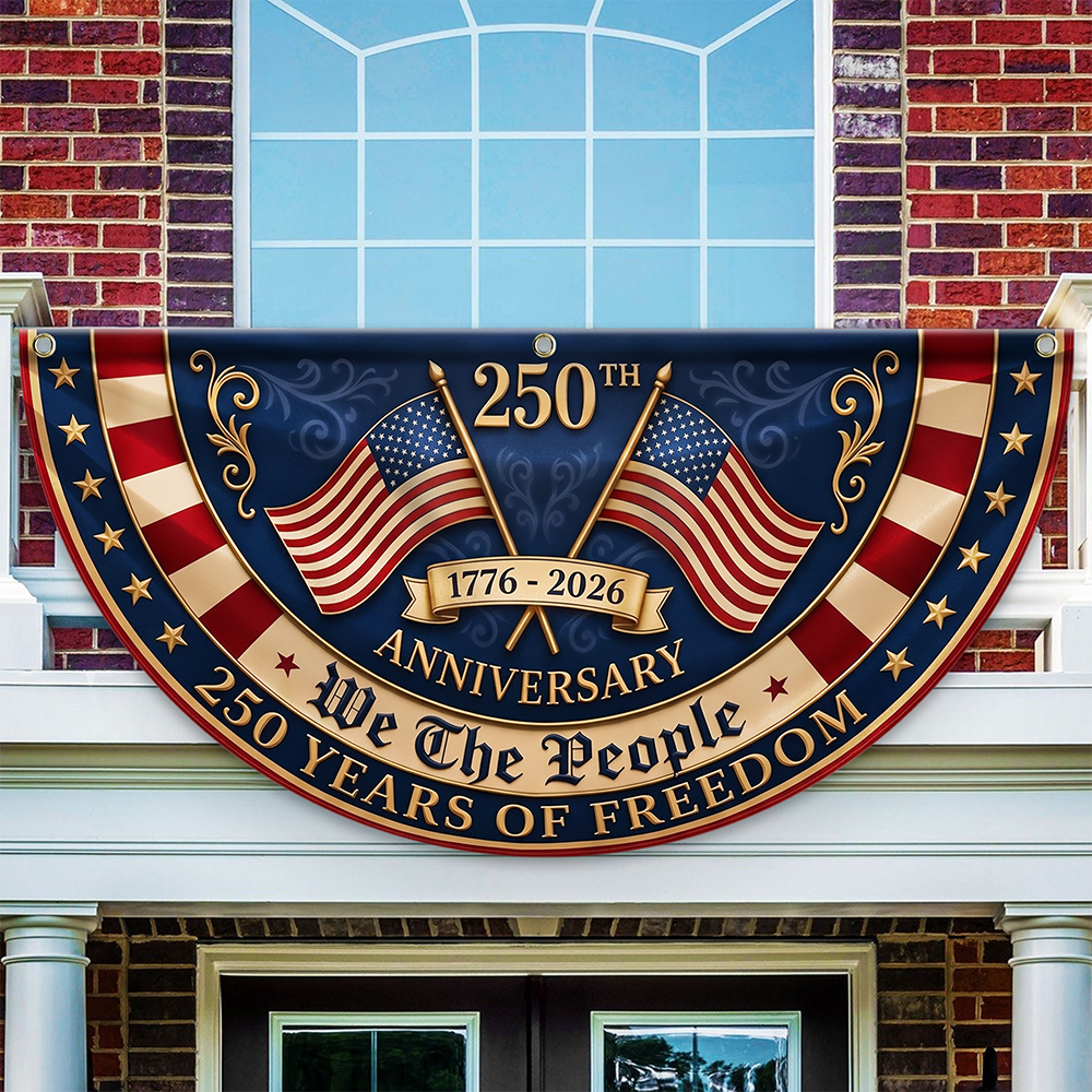 Personalized 250th Anniversary Non-Pleated Fan Flag Gift for Family HN590 - Non-Pleated Fan Flag GradoCreations