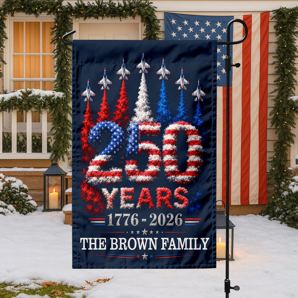Personalized Patriotic Garden Flag Custom Family Name 250 Years HN590 - Garden Flag GradoCreations