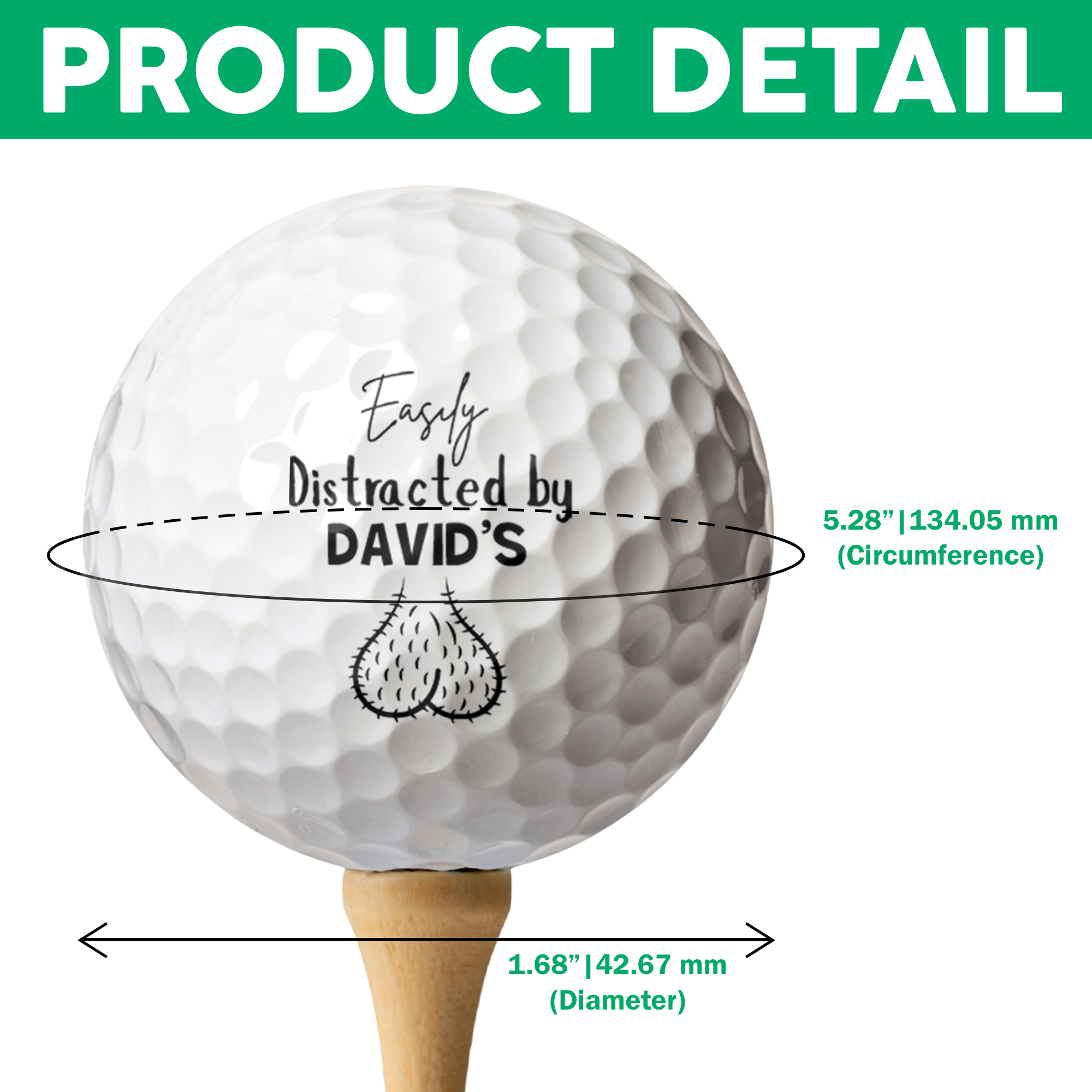 Personalized Golf Ball Easily Distracted By Golf Humor Gift for Dad HN590 - Golf Ball GradoCreations
