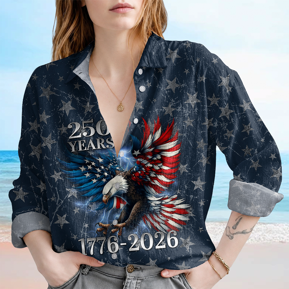 Personalized Eagle Blouse Shirt Patriotic Gift for Mom 4th of July HN590 - Blouse Shirt GradoCreations