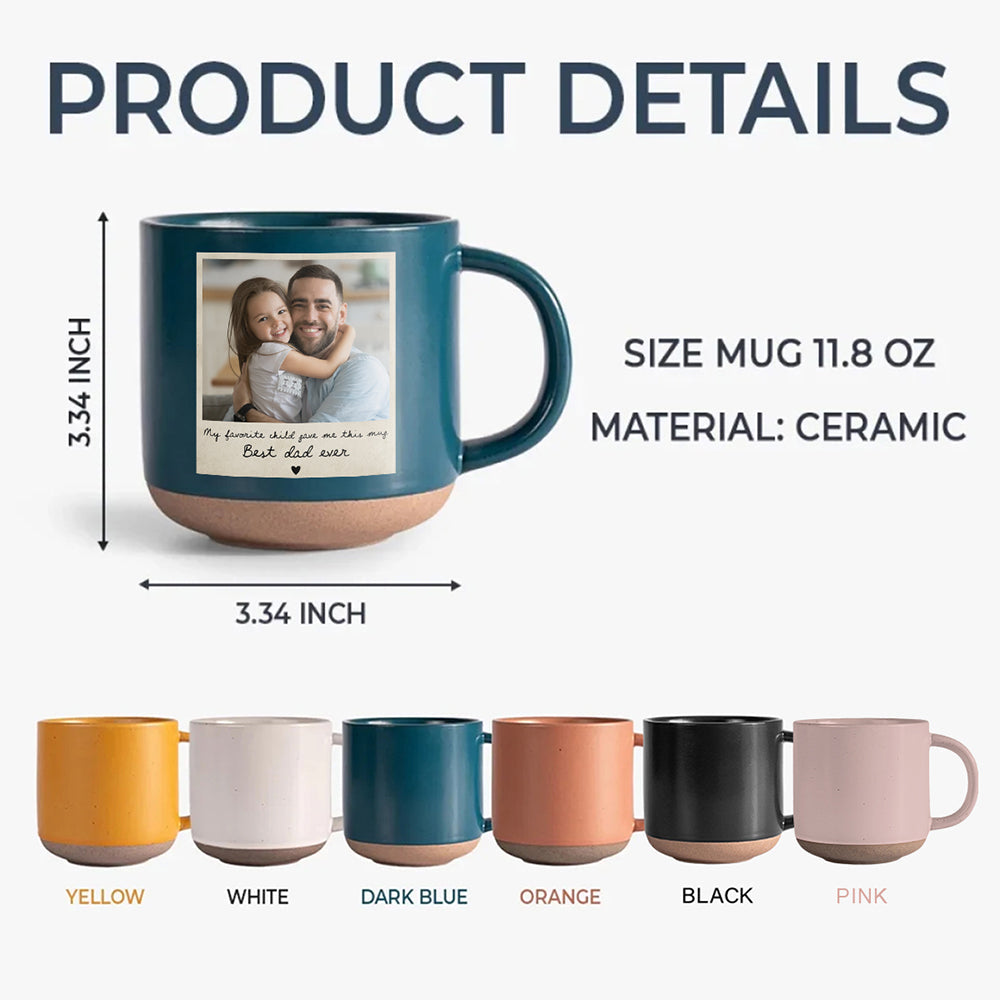 Personalized Pottery Mug Custom Photo Gift for Dad HN590 - Pottery Mug GradoCreations