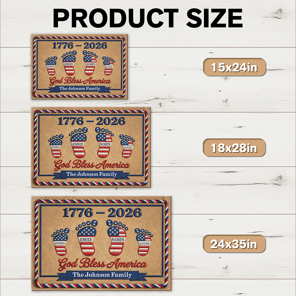 Personalized God Bless America Doormat Patriotic Gift for Family HN590 - Doormat GradoCreations