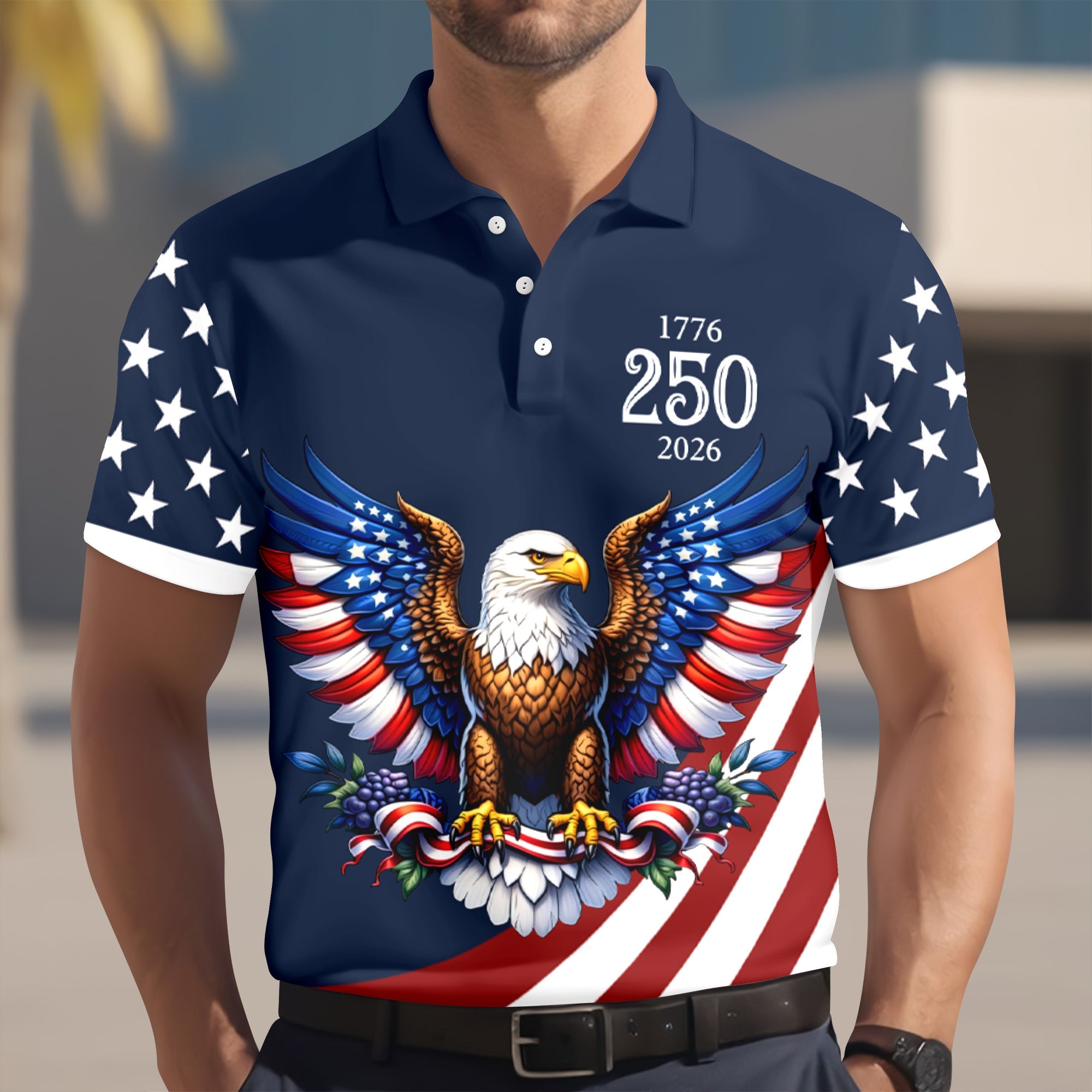 Personalized American Pride Eagle Polo Shirt Gift for Dad HN590 - Men's Polo Shirt GradoCreations