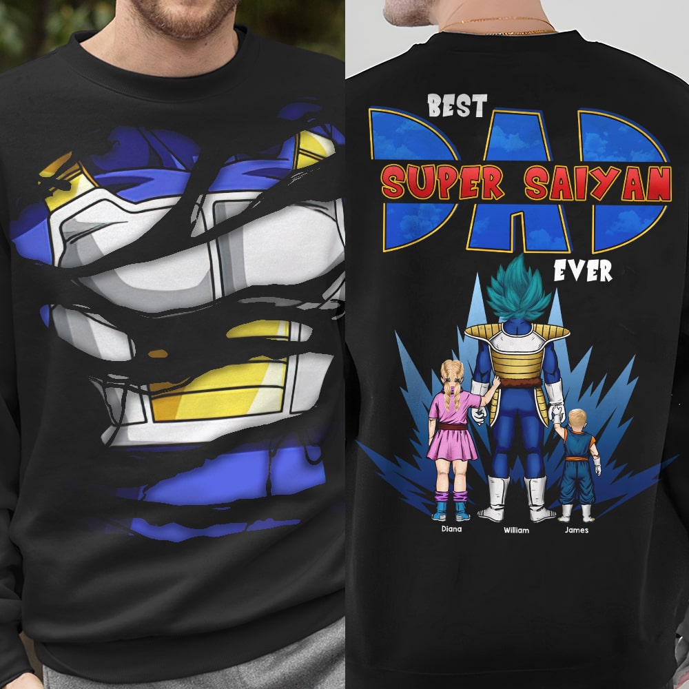Personalized Super Saiyan Dad Shirt Custom Name Gift for Father's Day