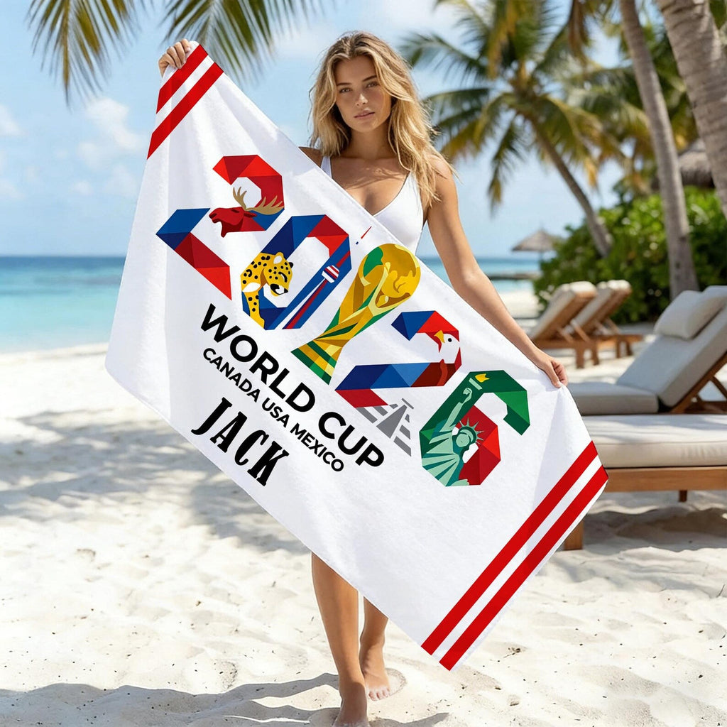 Personalized Soccer Beach Towel 2026 World Cup Gift for Fans
