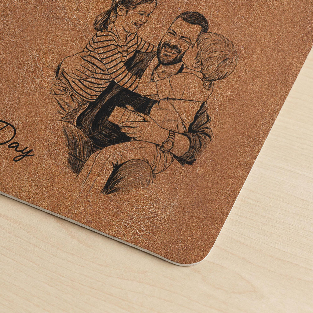 Personalized Desk Mat Custom Photo Sketch Gift for Dad HN590 - Desk Mat AI fix GradoCreations