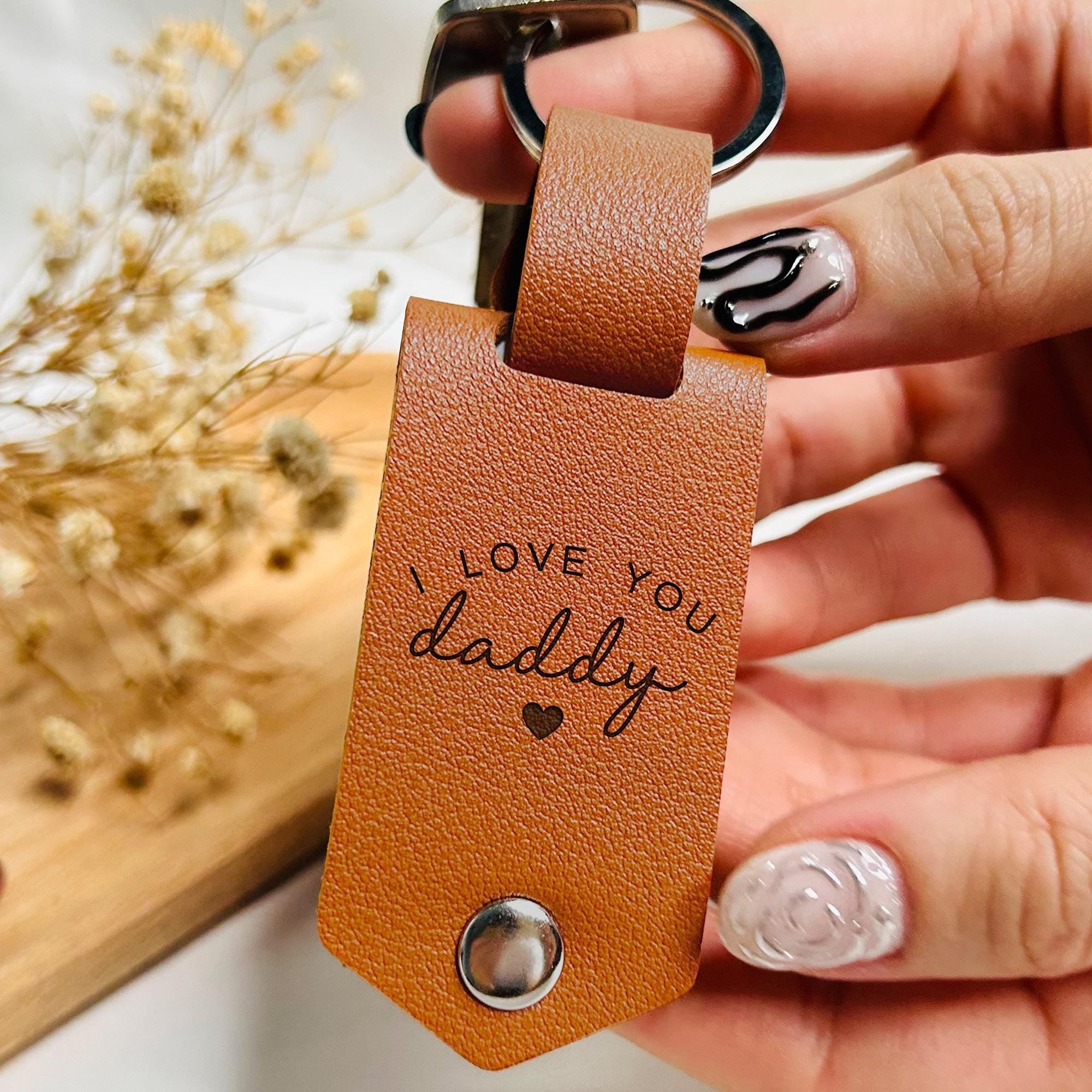 Personalized Baby Ultrasound Photo Leather Keychain Gift for New Dad HN590 - Leather Keychain fix GradoCreations