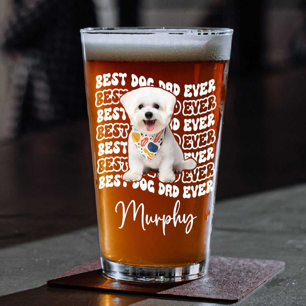 Personalized Photo Beer Glass Best Dog Dad Gift for Father's Day HN590 - Print Beer Glass Fix GradoCreations