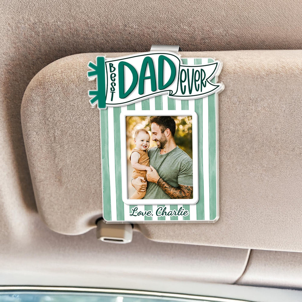 Personalized Dad Car Visor Photo Clip Gift for Father's Day HN590 - Acrylic Car Visor Clip GradoCreations