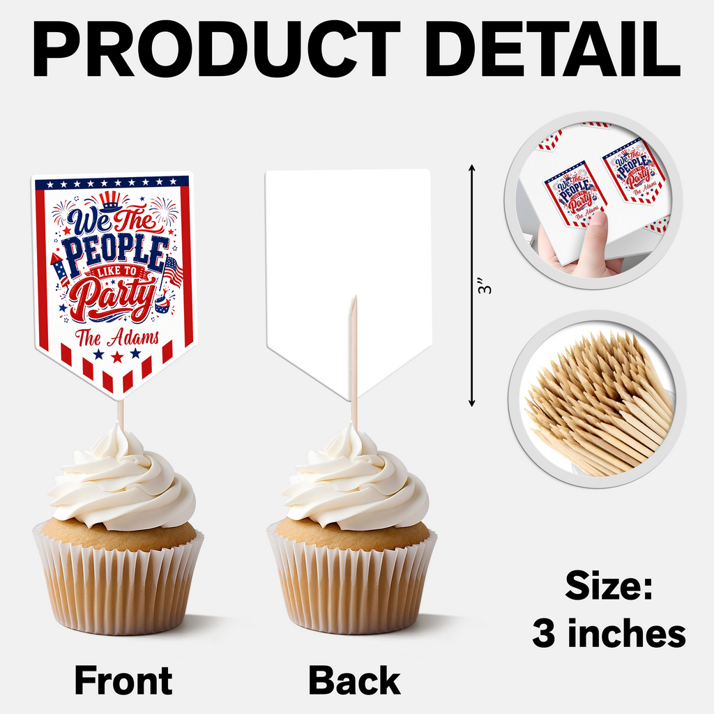 Personalized Cupcake Toppers USA Freedom Theme Custom Name Gift HN590 - Cupcake Topper GradoCreations