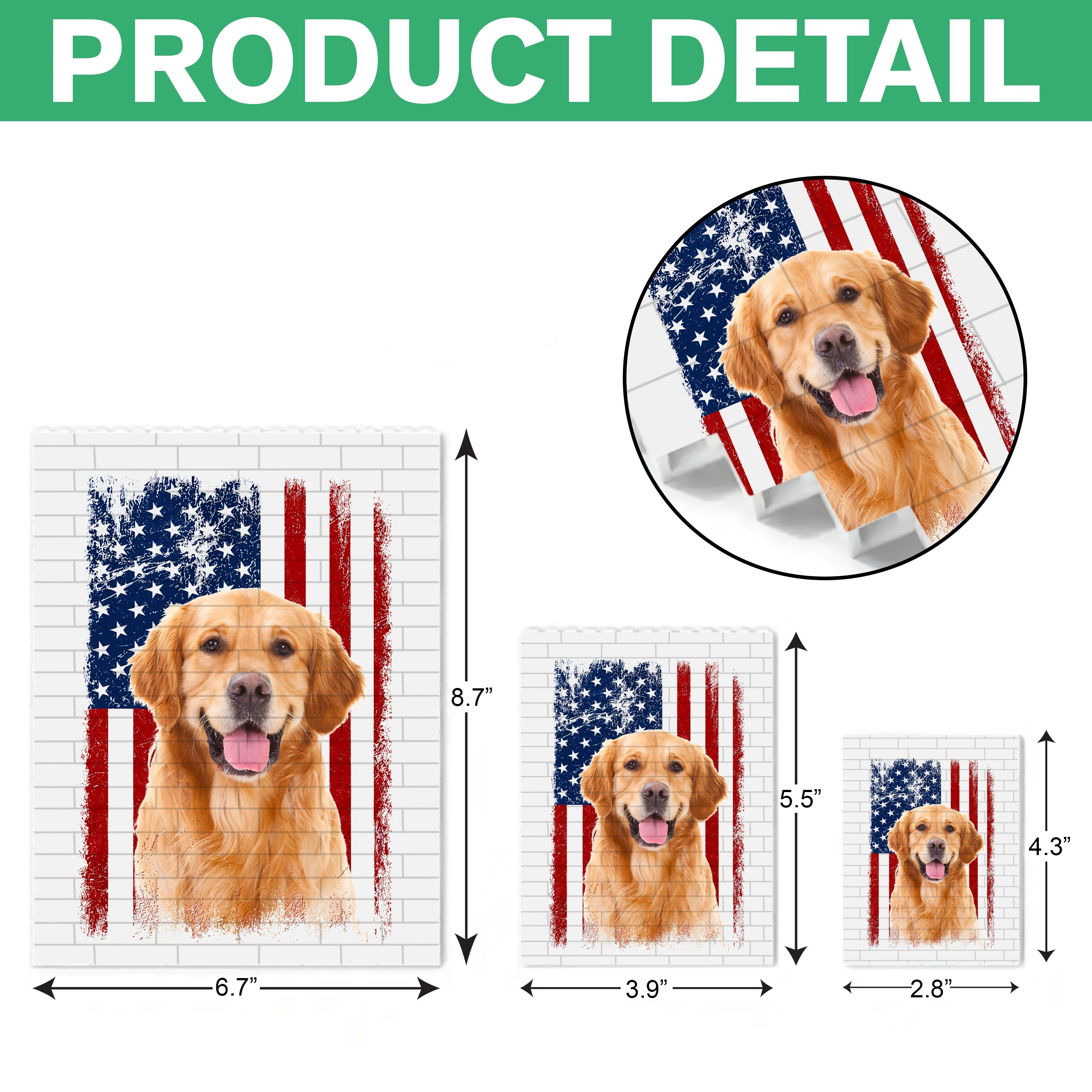 Custom Dog Photo Building Blocks USA Flag Gift for Dog Dad HN590 - Building Blocks GradoCreations
