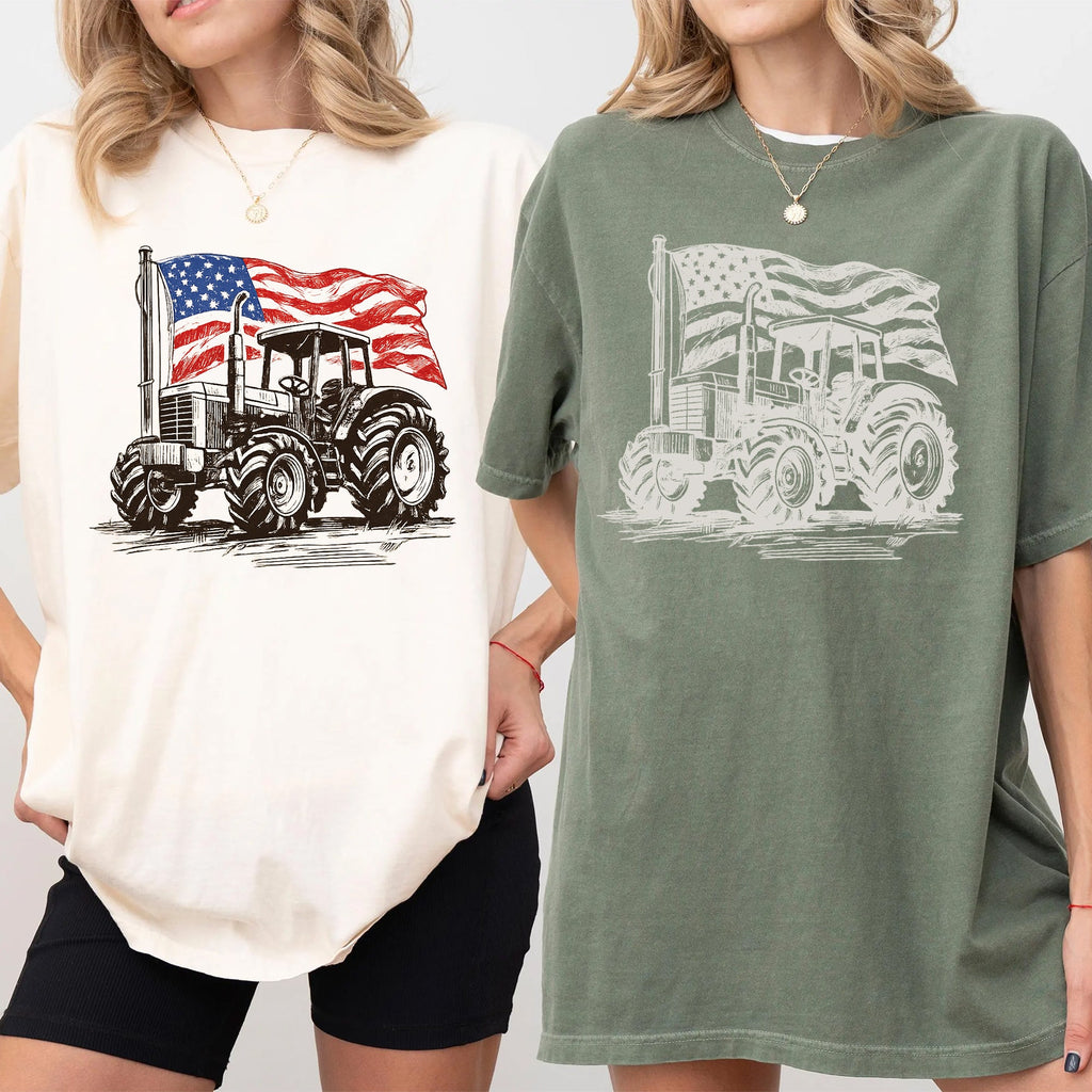 Personalized American Flag Comfort Shirt Independence Day Gift for Farmers and Truckers Comfort Shirt GradoCreations