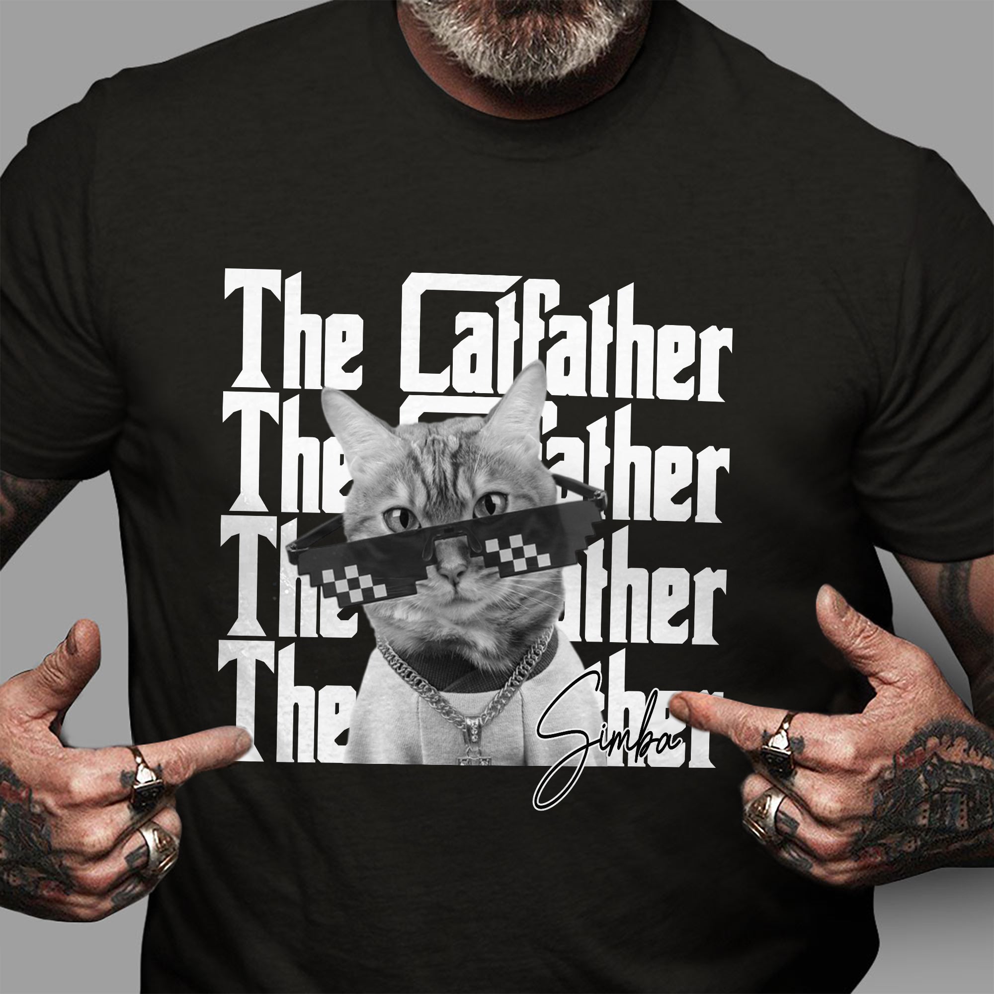 Personalized Catfather Comfort Shirt Custom Photo Gift for Cat Lovers Comfort Shirt GradoCreations