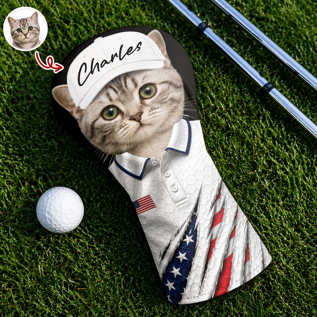 Personalized Dog Photo Golf Head Cover Custom Gift for Dad HN590 - Golf Head Cover GradoCreations