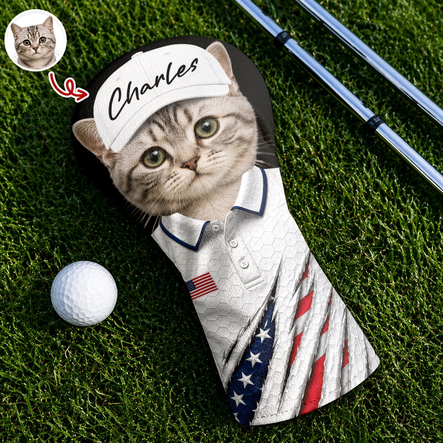 Personalized Dog Photo Golf Head Cover Custom Gift for Dad HN590 - Golf Head Cover GradoCreations