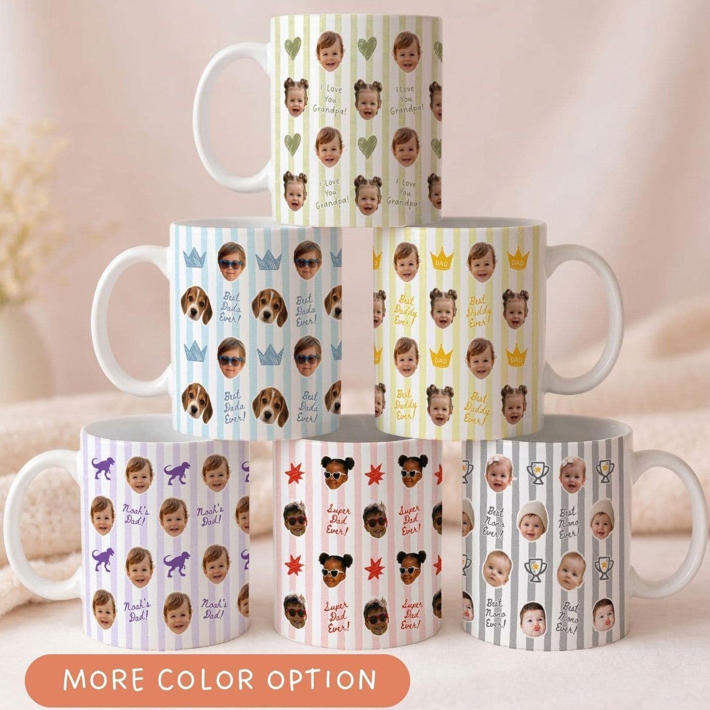 Custom Baby Face Mug Personalized Gift for Grandpa Papa HN590 - edge to edge mug fix GradoCreations