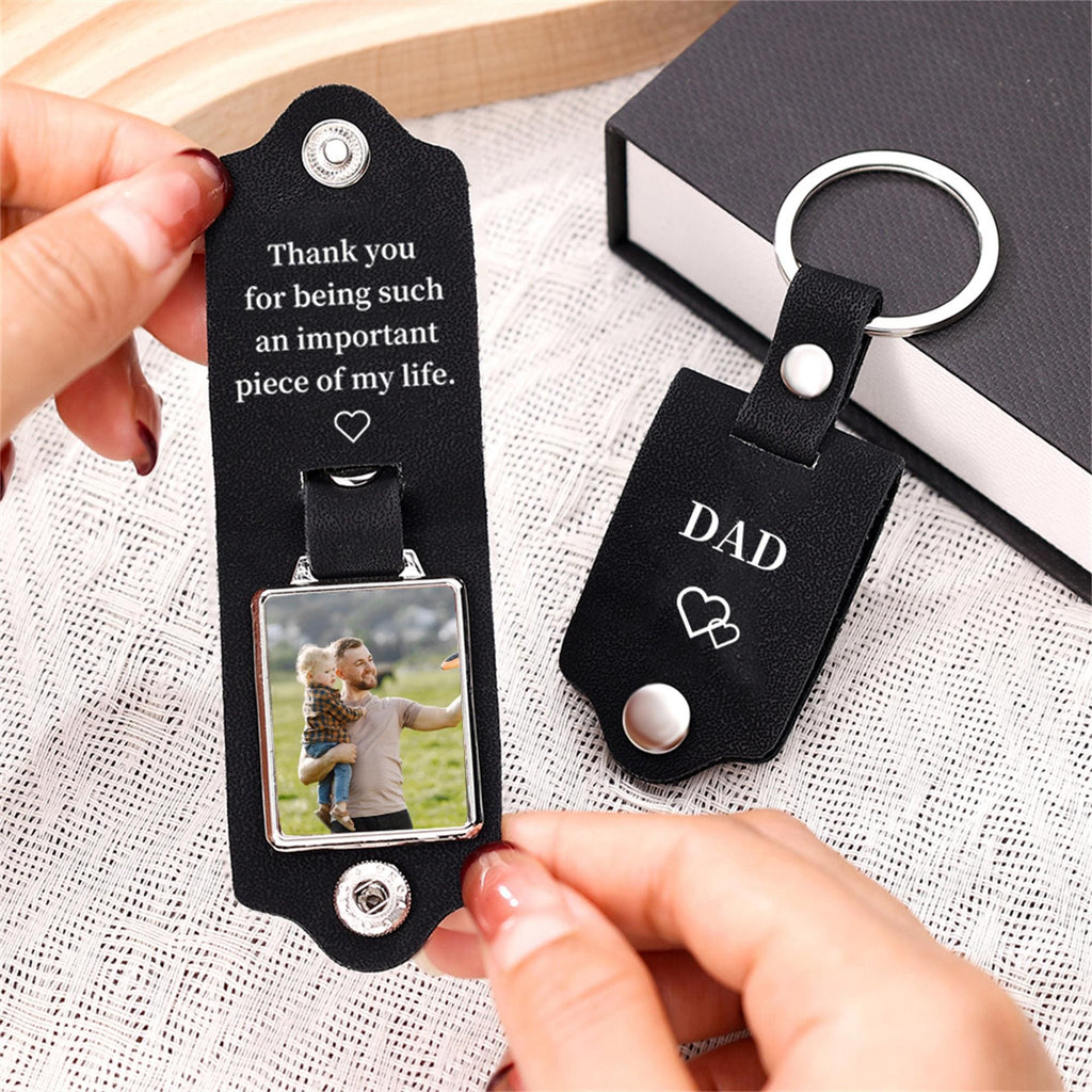 Personalized Photo Keychain I Love You Daddy Leather Gift HN590 - Metal Tag Leather Keychain FIX GradoCreations
