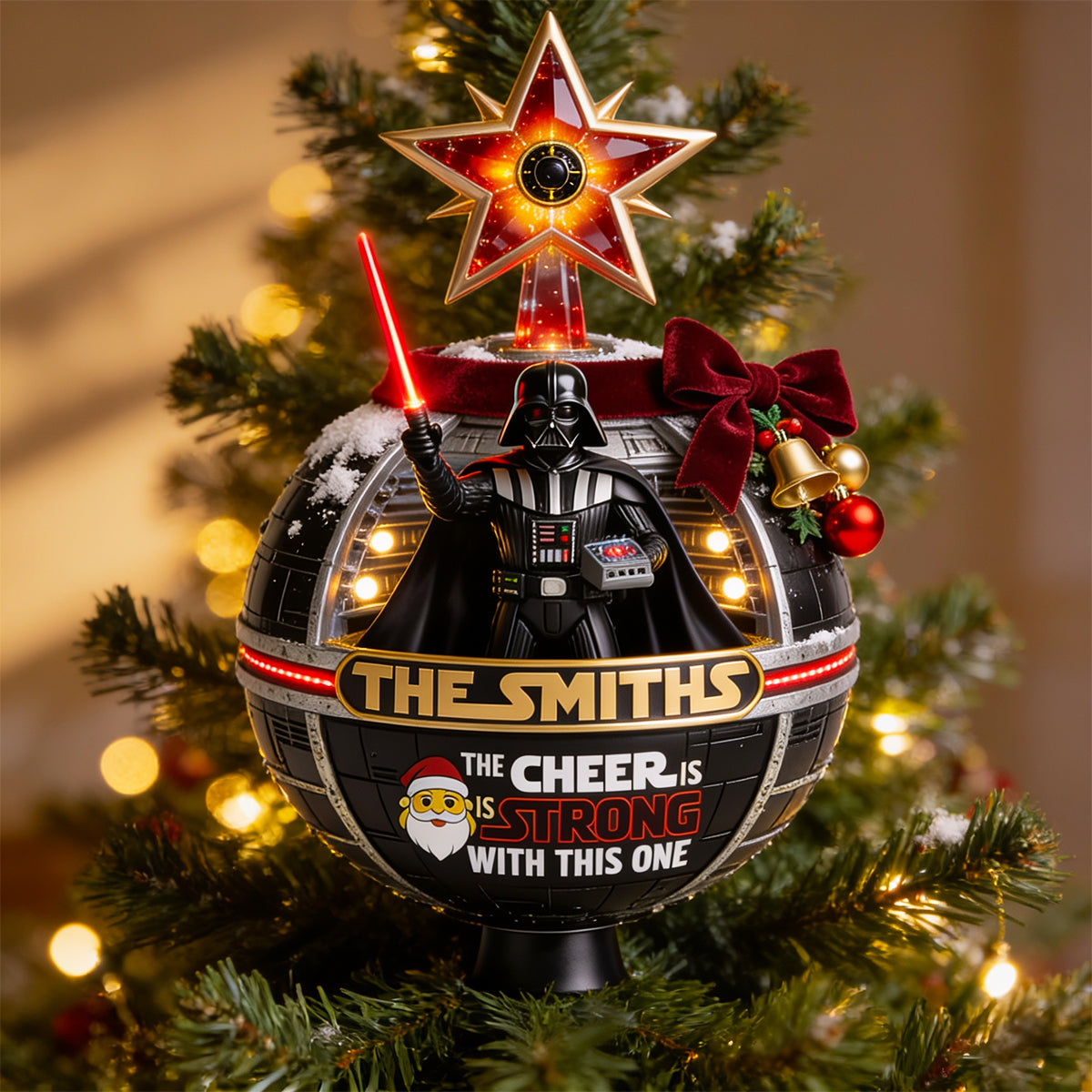 Personalized LED Light Tree Topper with Star - Christmas Gift for Family, Movie Fans LED Light Tree GradoCreations