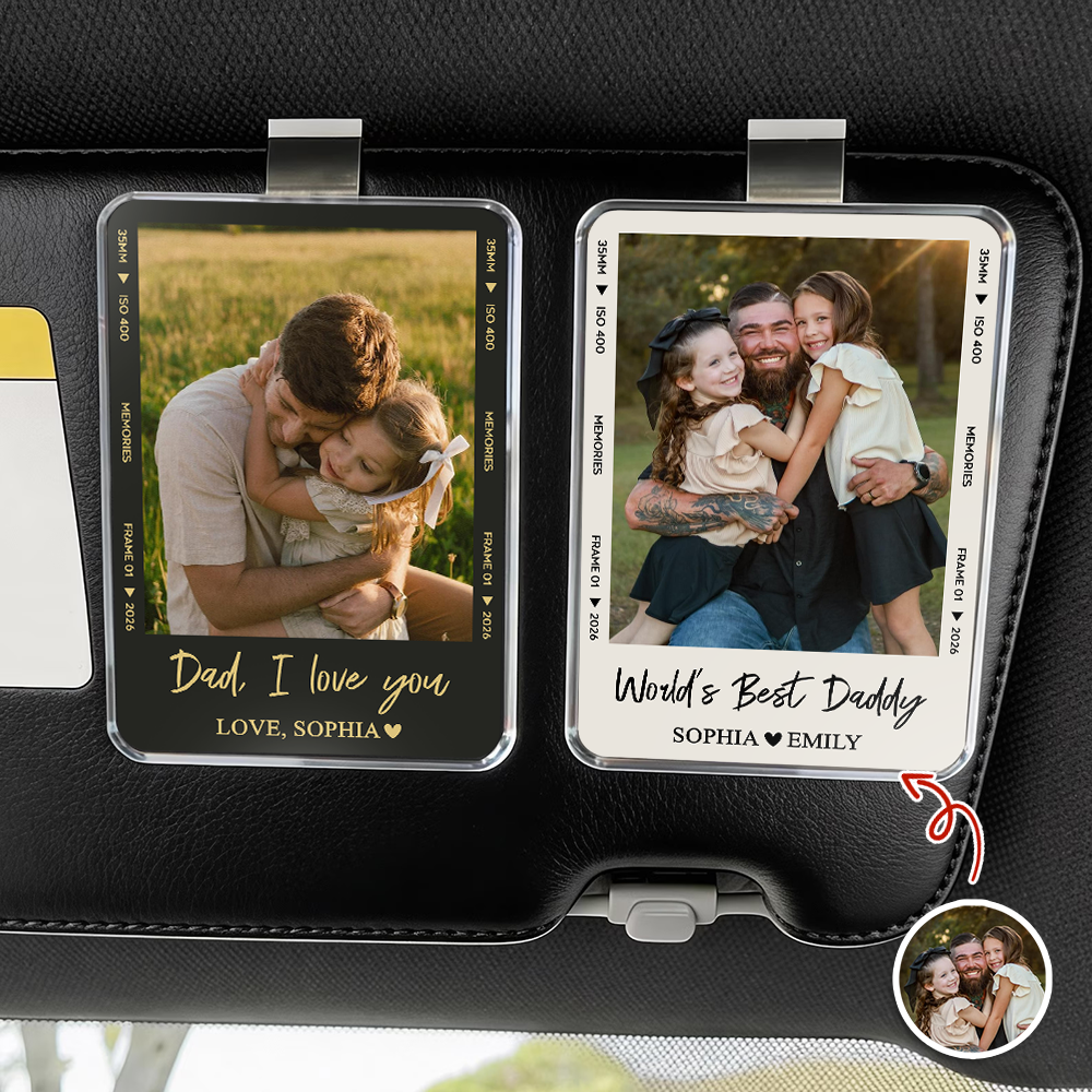 Personalized Acrylic Car Visor Clip Custom Photo Gift for Dad HN590 - Acrylic Car Visor Clip GradoCreations