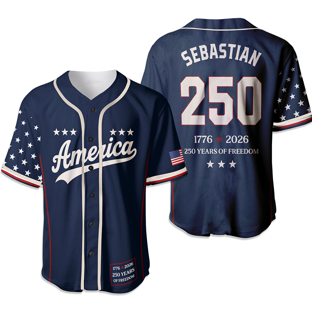 Personalized 250 Years of Freedom Jersey Shirt Gift for Dad HN590 - Baseball Shirt GradoCreations