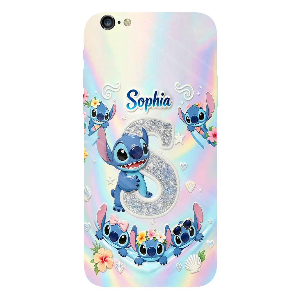 Personalized Cute Blue Alien Phone Case Custom Name Gift for Her