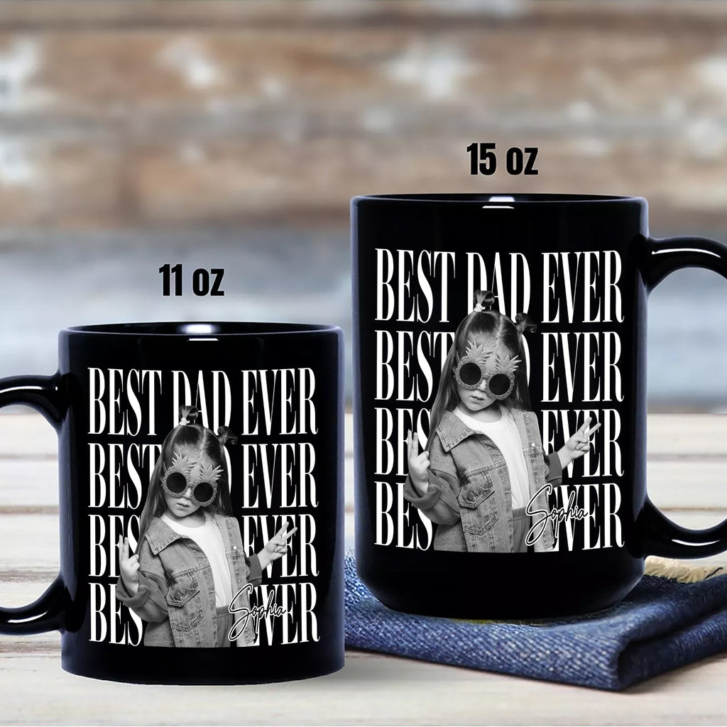 Personalized Black Mug Custom Photo Gift for Dad Father's Day HN590 - Black Mug GradoCreations