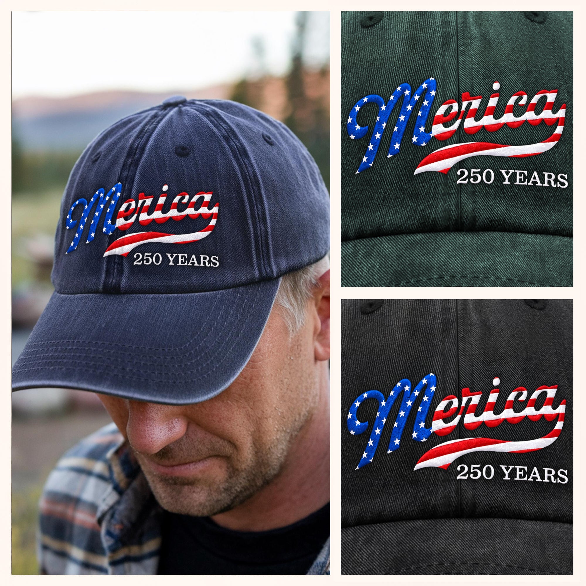 Personalized Embroidered Baseball Cap Merica Gift for Dad HN590 - Embroidered Baseball Cap GradoCreations