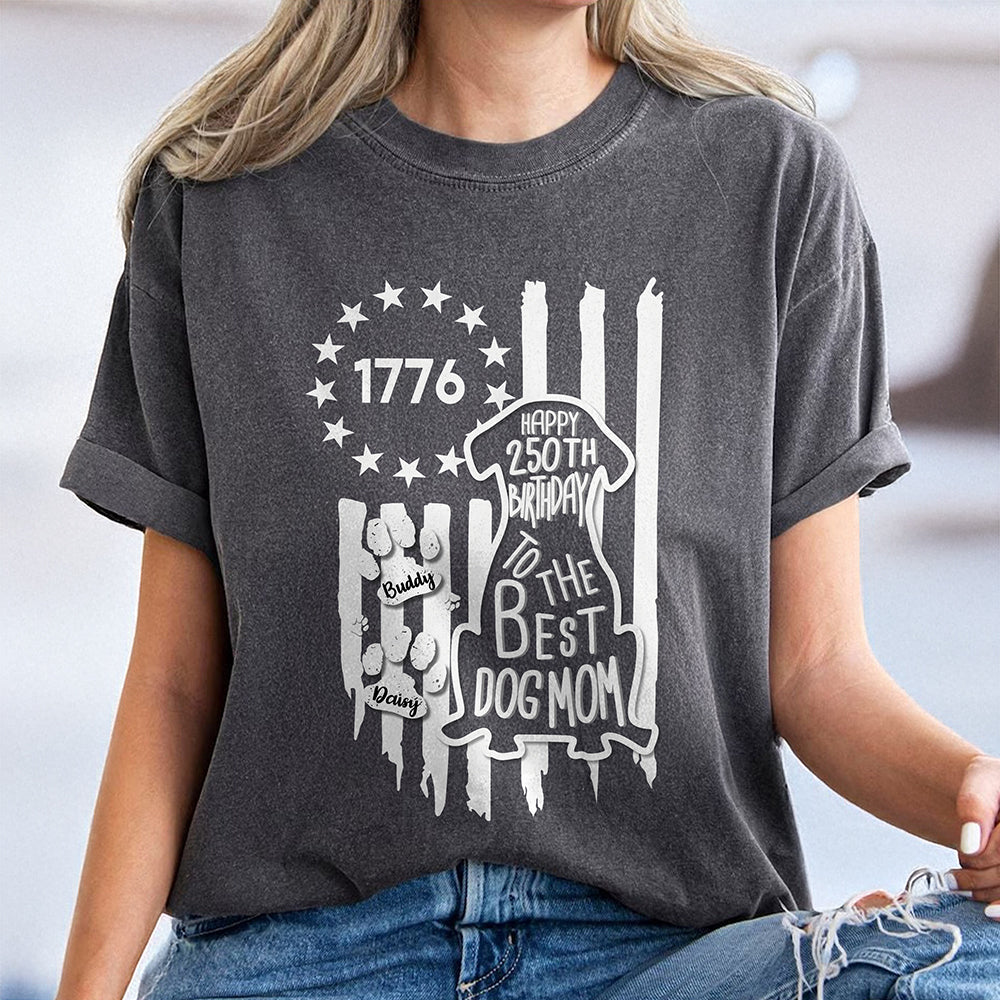 Personalized Dog Dad Comfort Shirt USA Flag Gift for Father Comfort Shirt Back GradoCreations