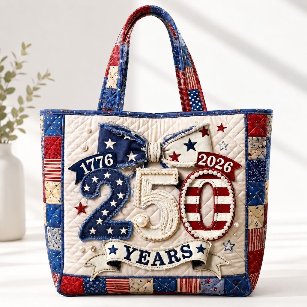 Personalized Quilted Tote Bag USA Flag Design Gift for Her