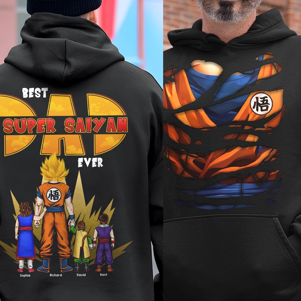 Personalized Super Saiyan Dad Shirt Custom Name Gift for Father's Day