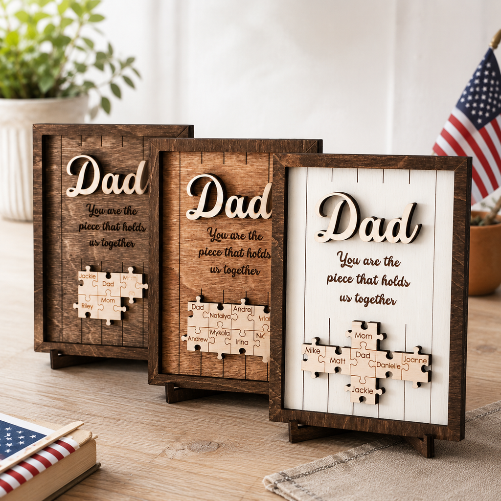 Personalized Wooden Plaque Gift for Dad Father's Day Keepsake HN590 - 2-Layered Wooden Plaque With Stand BCF fix GradoCreations