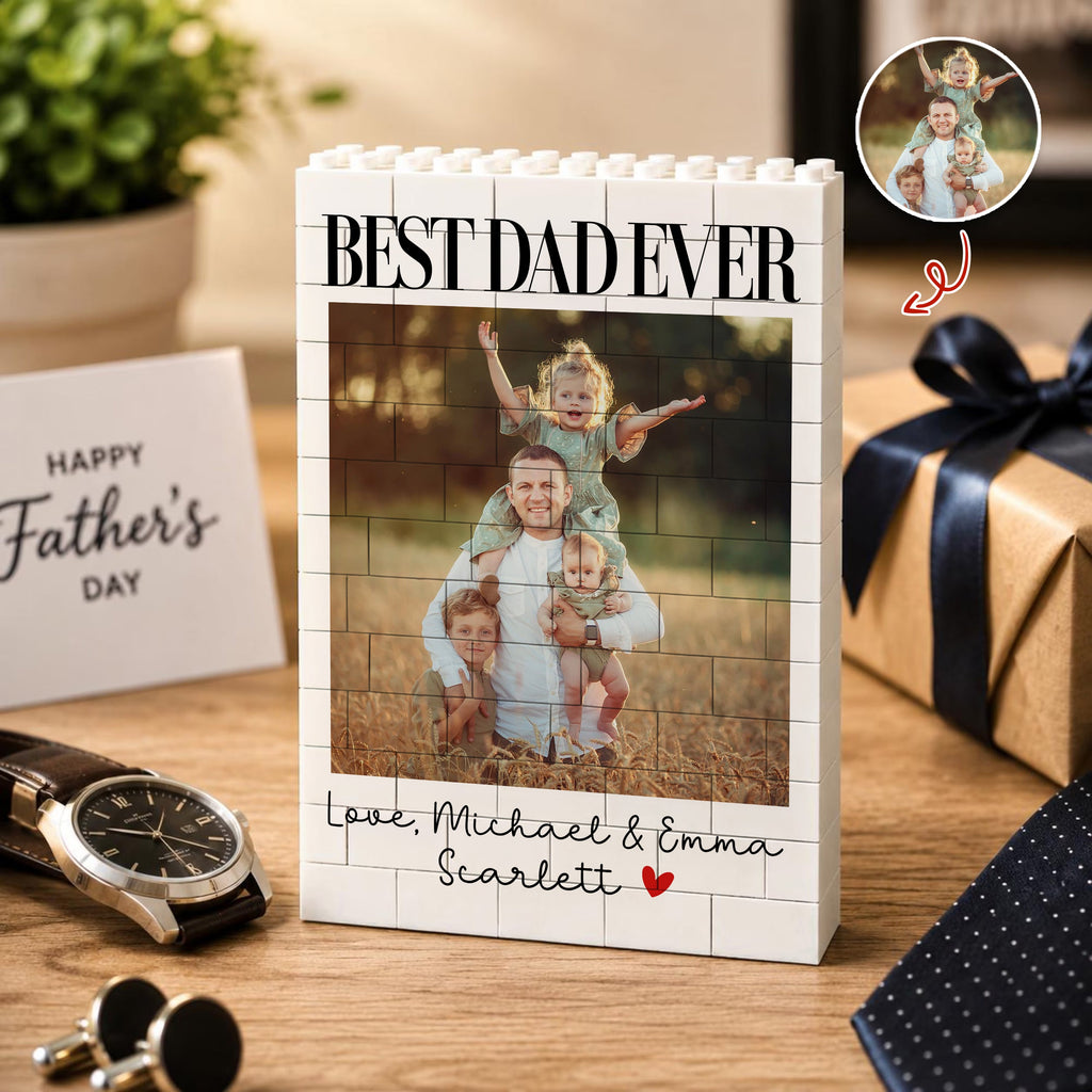 Personalized Building Blocks Photo Gift for Dad from Kids HN590 - Building Blocks fix GradoCreations