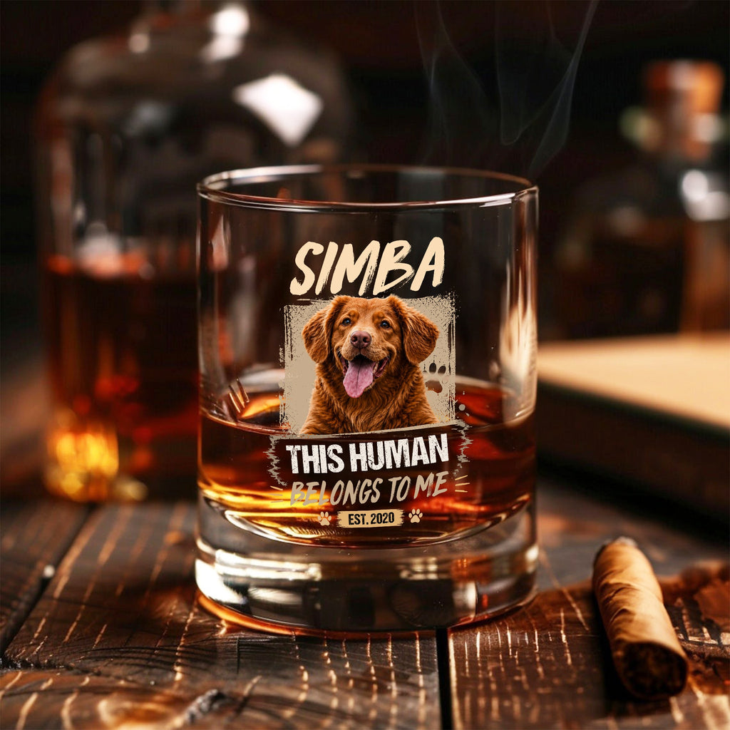 Personalized Dog Photo Whiskey Glass Custom Gift for Dad HN590 - Print Rock Glass GradoCreations