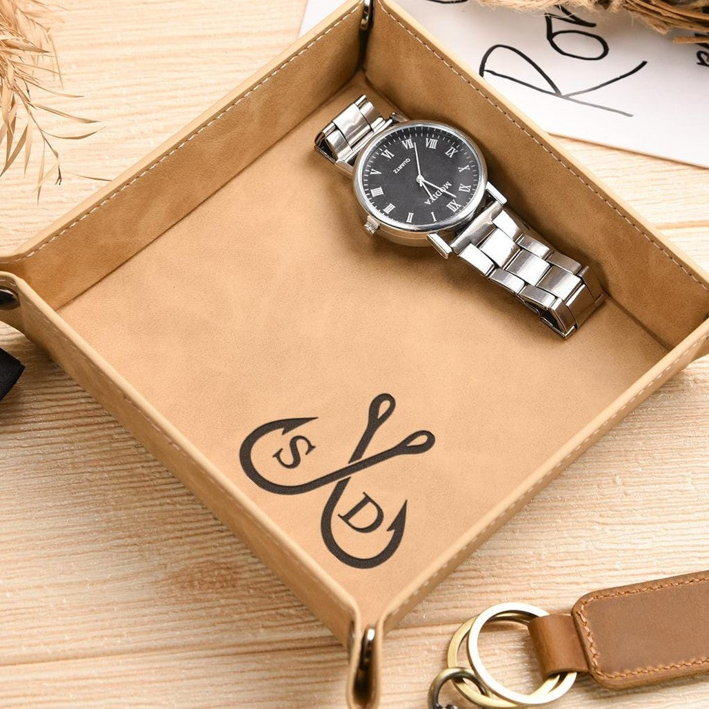 Personalized Leather Valet Tray Gift for Dad | Father's Day HN590 - Leather Valet Tray FIX GradoCreations