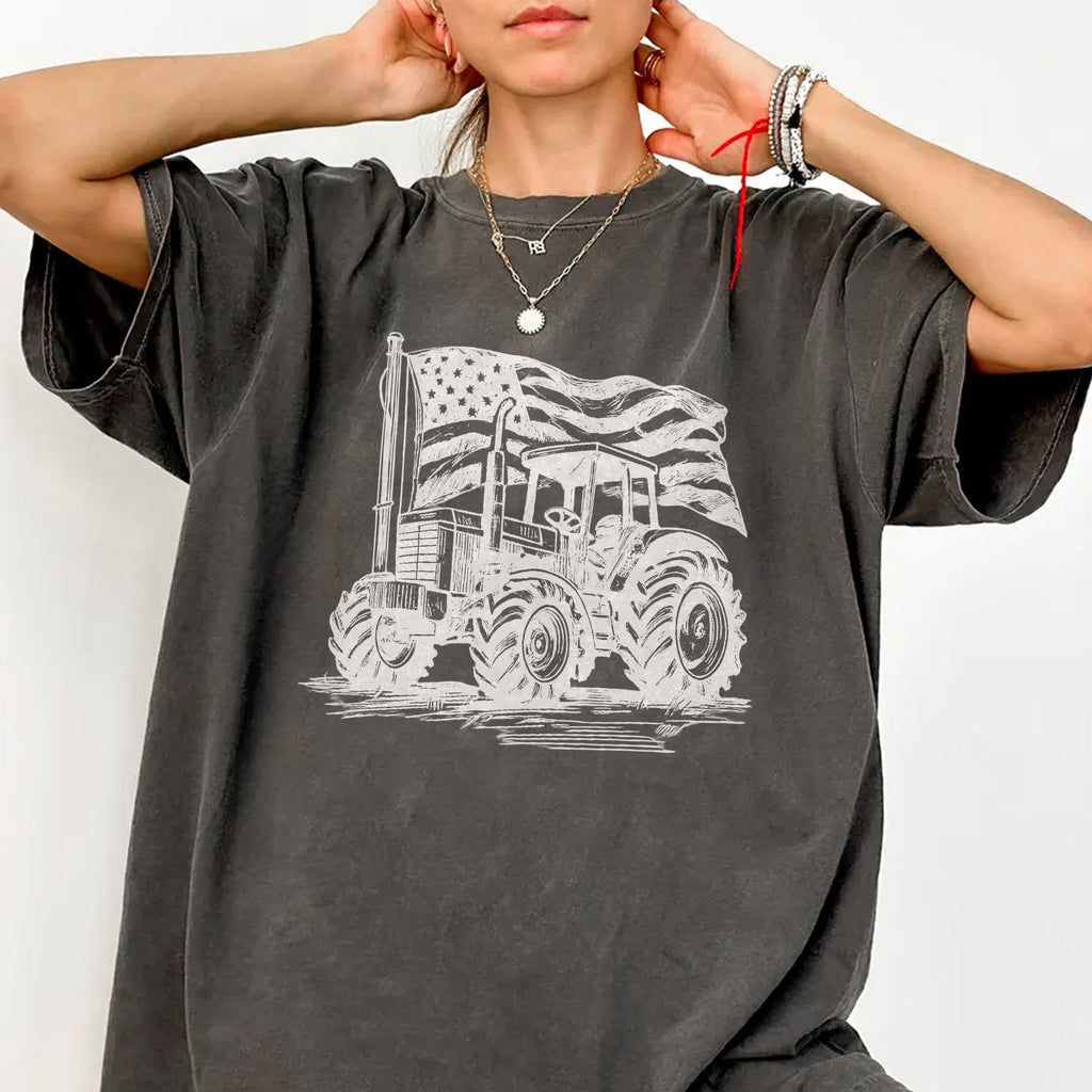 Personalized American Flag Comfort Shirt Independence Day Gift for Farmers and Truckers Comfort Shirt GradoCreations