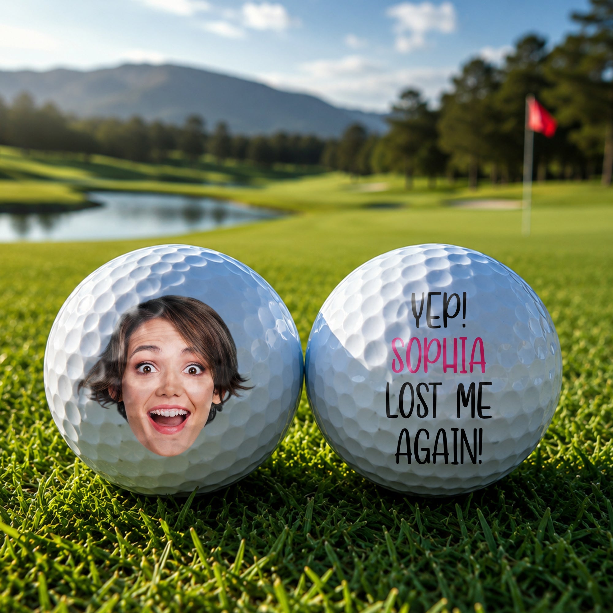 Personalized Photo Golf Ball Custom Text Gift for Dad HN590 - Golf Ball GradoCreations