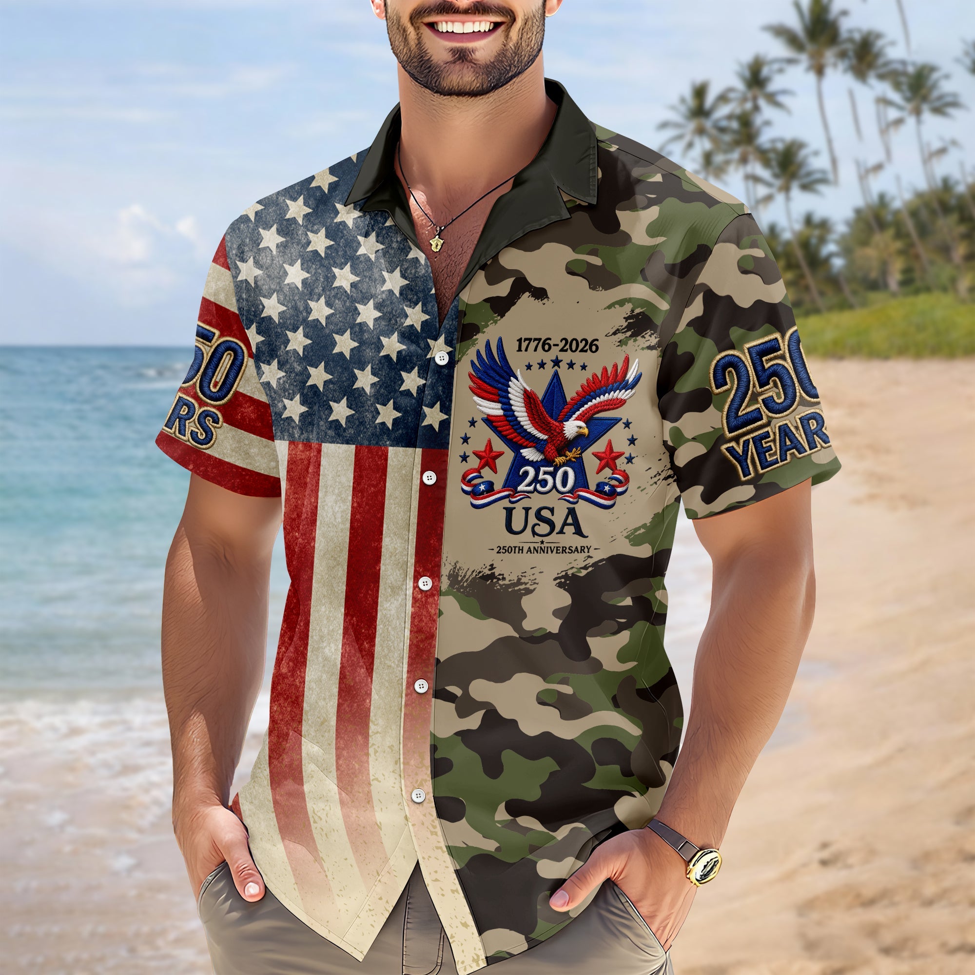 Personalized Patriotic 4th of July Hawaiian Shirt Gift HN590 - AOP Hawai Shirt GradoCreations