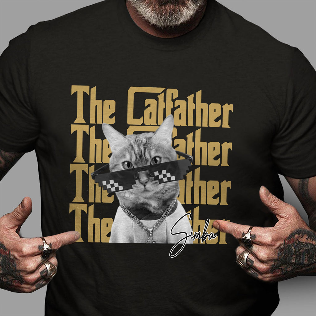 Personalized Catfather Comfort Shirt Custom Photo Gift for Cat Lovers Comfort Shirt GradoCreations
