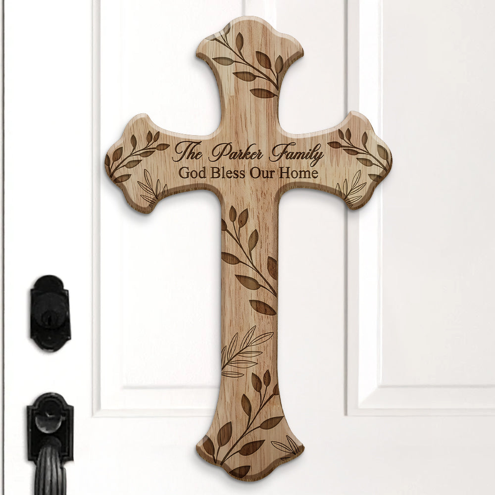 Personalized Family Name Wooden Door Sign God Bless America HN590 - Door Sign GradoCreations