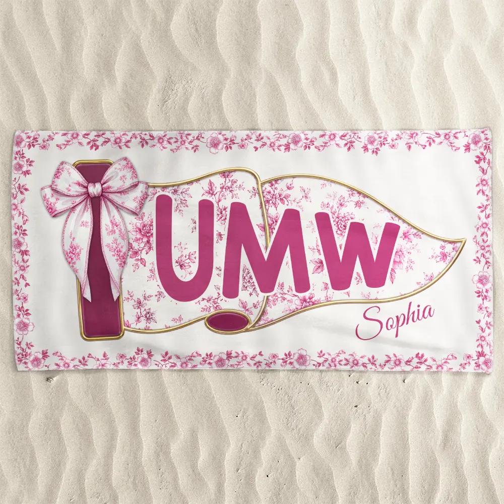 Personalized Chinoiserie Beach Towel Custom Name Gift for Graduates