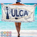 Personalized Chinoiserie Beach Towel Custom Name Gift for Graduates