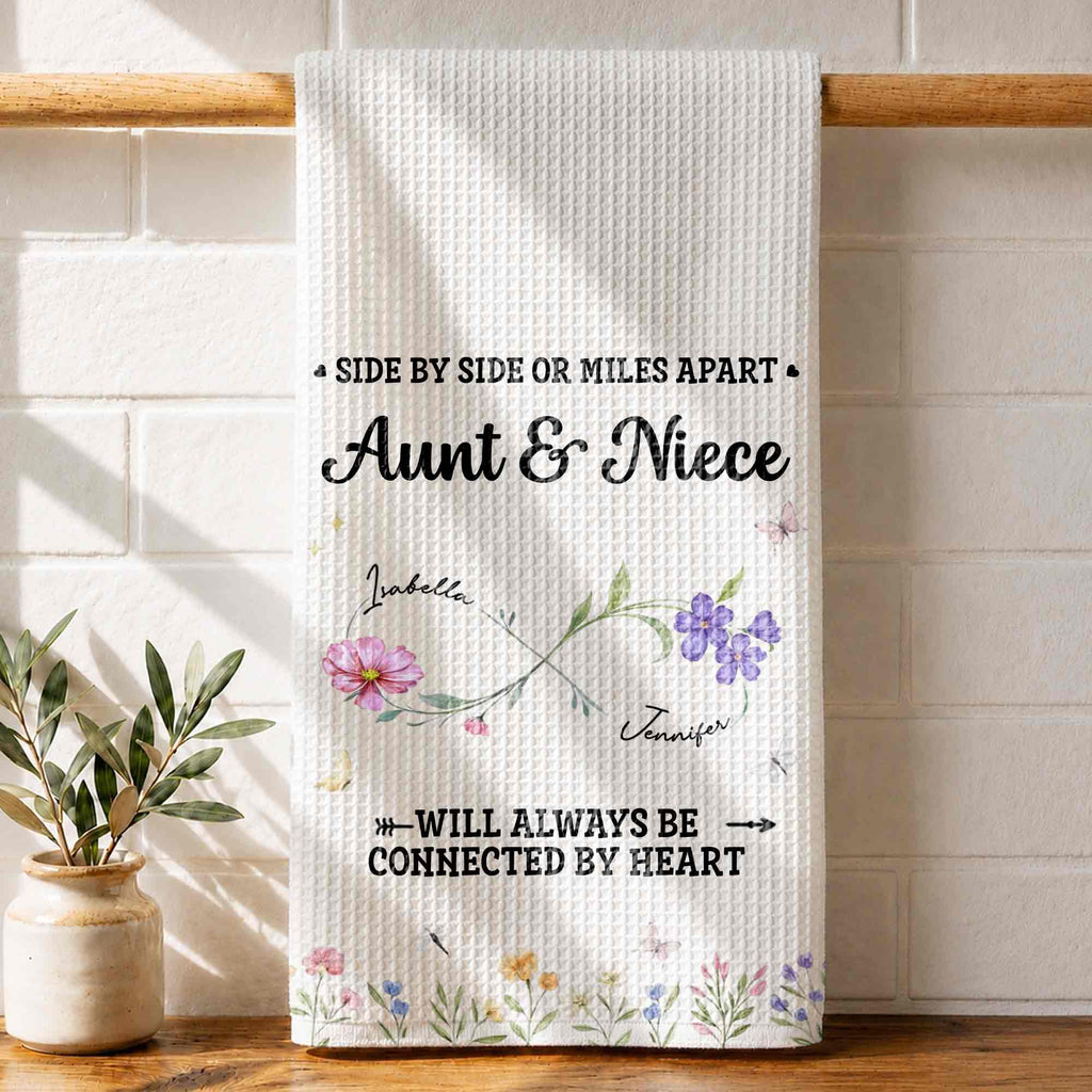 Personalized Kitchen Towel Custom Aunt & Niece Birth Month Flowers Gift Kitchen Towel GradoCreations