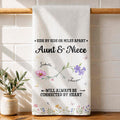 Personalized Kitchen Towel Custom Aunt & Niece Birth Month Flowers Gift Kitchen Towel GradoCreations