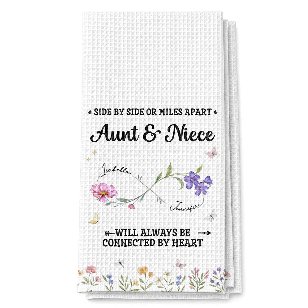 Personalized Kitchen Towel Custom Aunt & Niece Birth Month Flowers Gift Kitchen Towel GradoCreations
