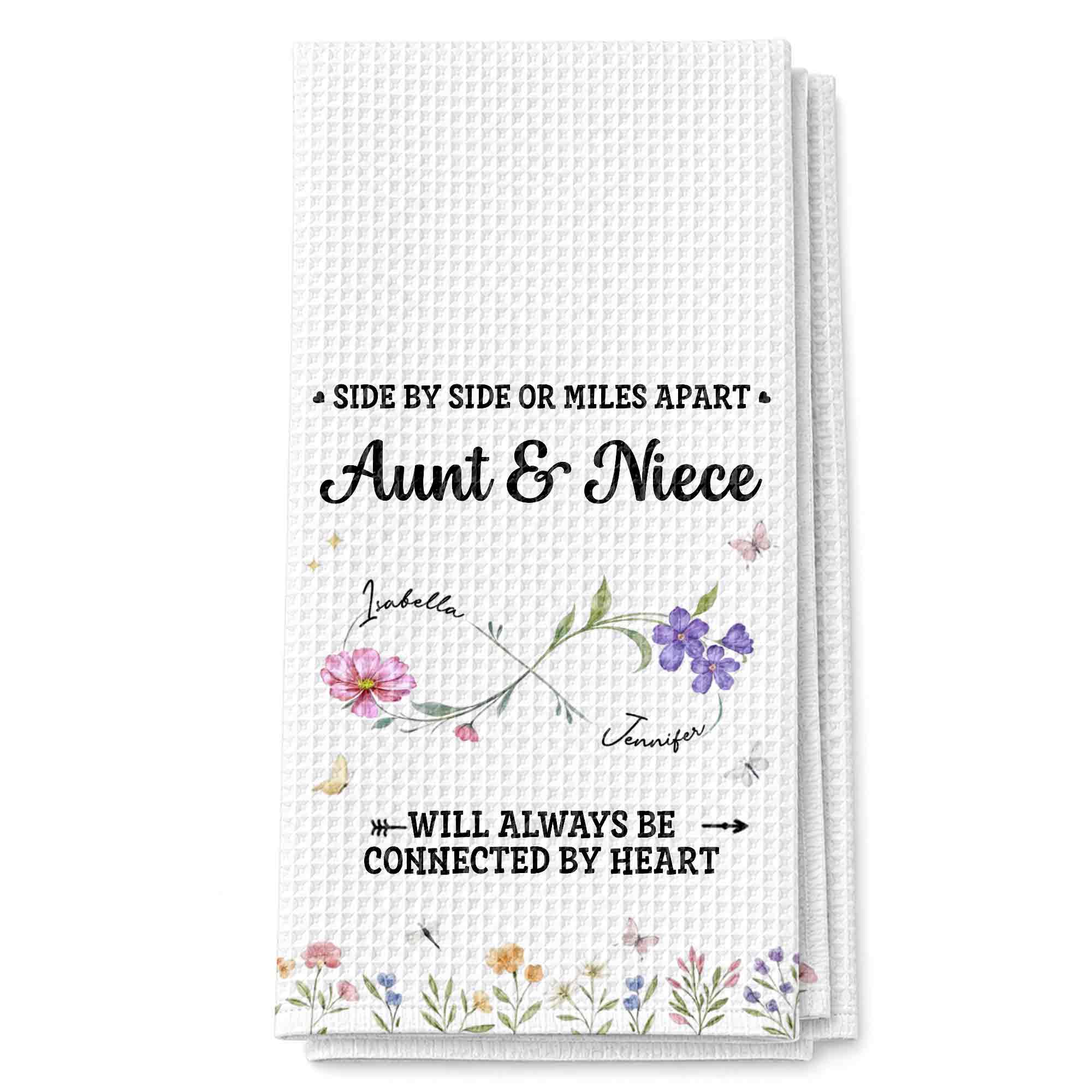 Personalized Kitchen Towel Custom Aunt & Niece Birth Month Flowers Gift Kitchen Towel GradoCreations