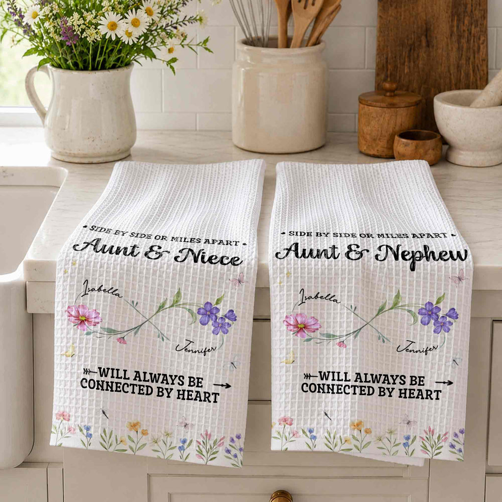 Personalized Kitchen Towel Custom Aunt & Niece Birth Month Flowers Gift Kitchen Towel GradoCreations