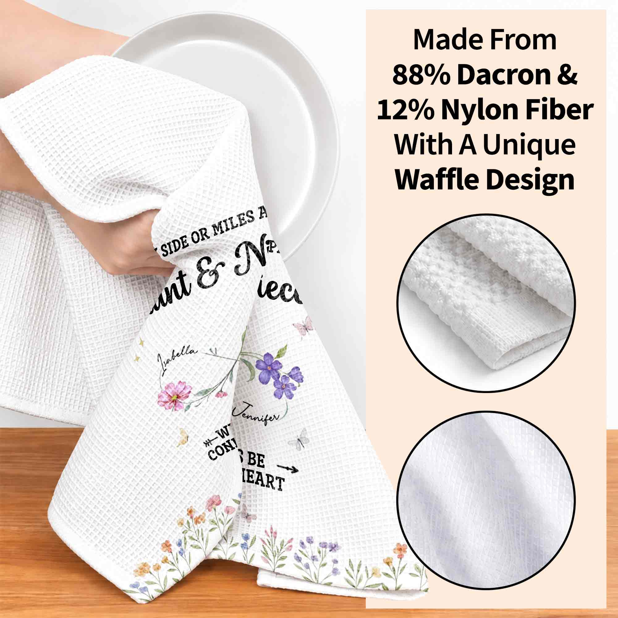 Personalized Kitchen Towel Custom Aunt & Niece Birth Month Flowers Gift Kitchen Towel GradoCreations