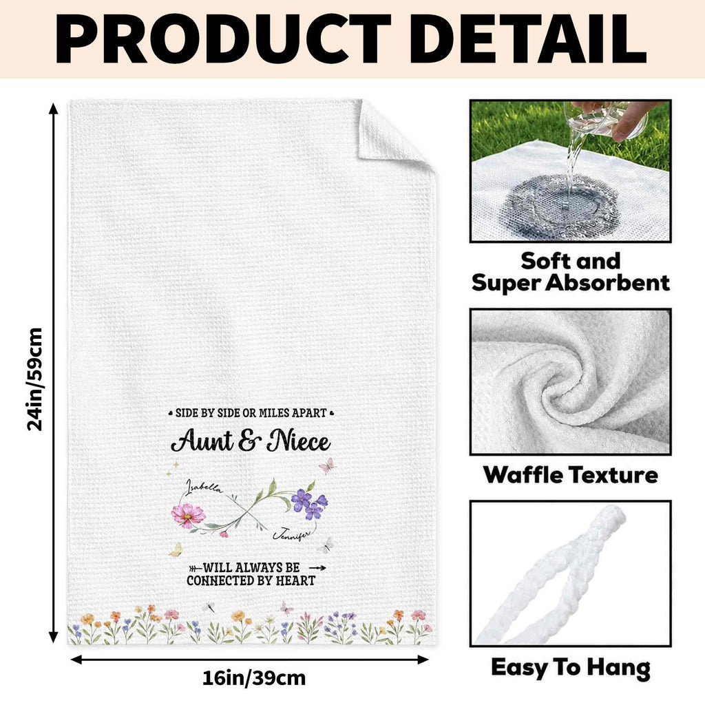 Personalized Kitchen Towel Custom Aunt & Niece Birth Month Flowers Gift Kitchen Towel GradoCreations