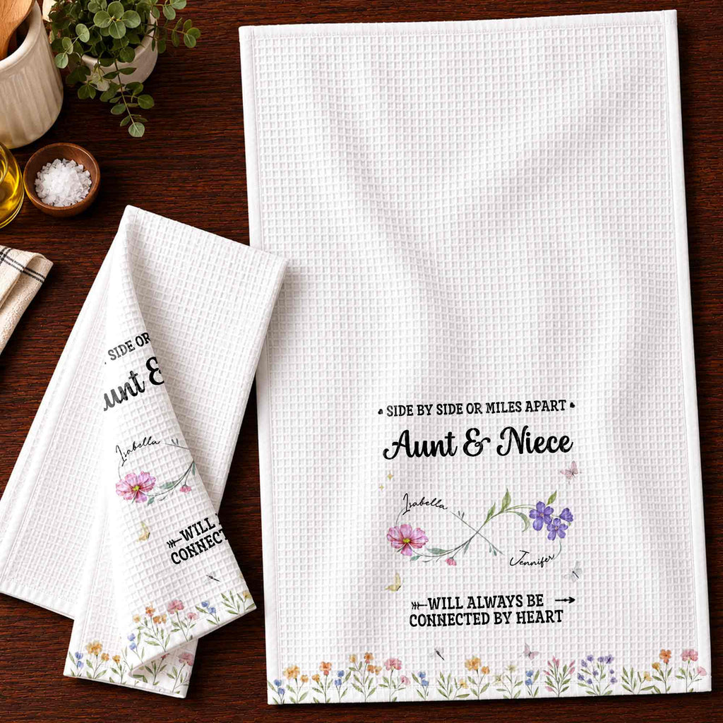 Personalized Kitchen Towel Custom Aunt & Niece Birth Month Flowers Gift Kitchen Towel GradoCreations