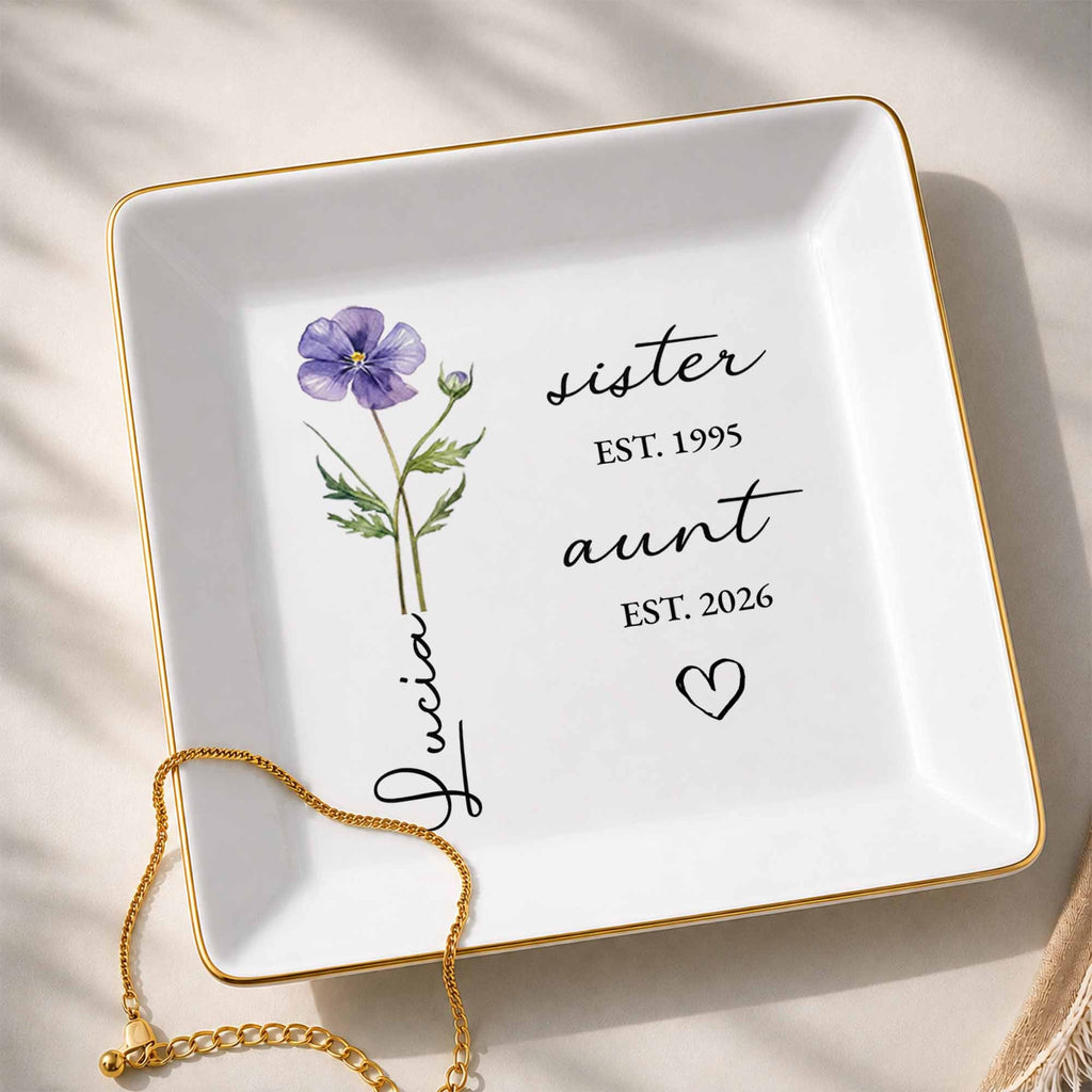 Personalized Flower Jewelry Dish Custom Name Gift for Aunt Jewelry Dish GradoCreations
